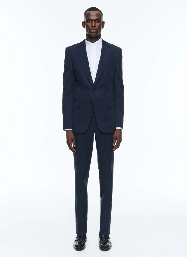 Men's suit navy blue cotton and linen serge Fursac - C3DAXO-DC27-D030