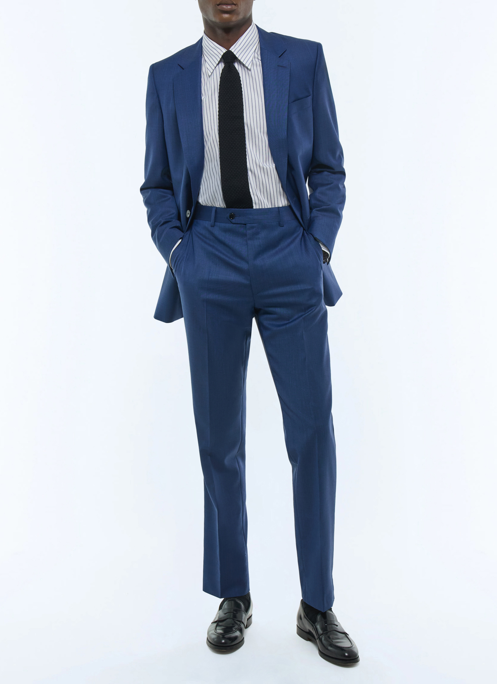 Sapphire blue - Weaved micro-design straight cut suit C2AIDO-FC19