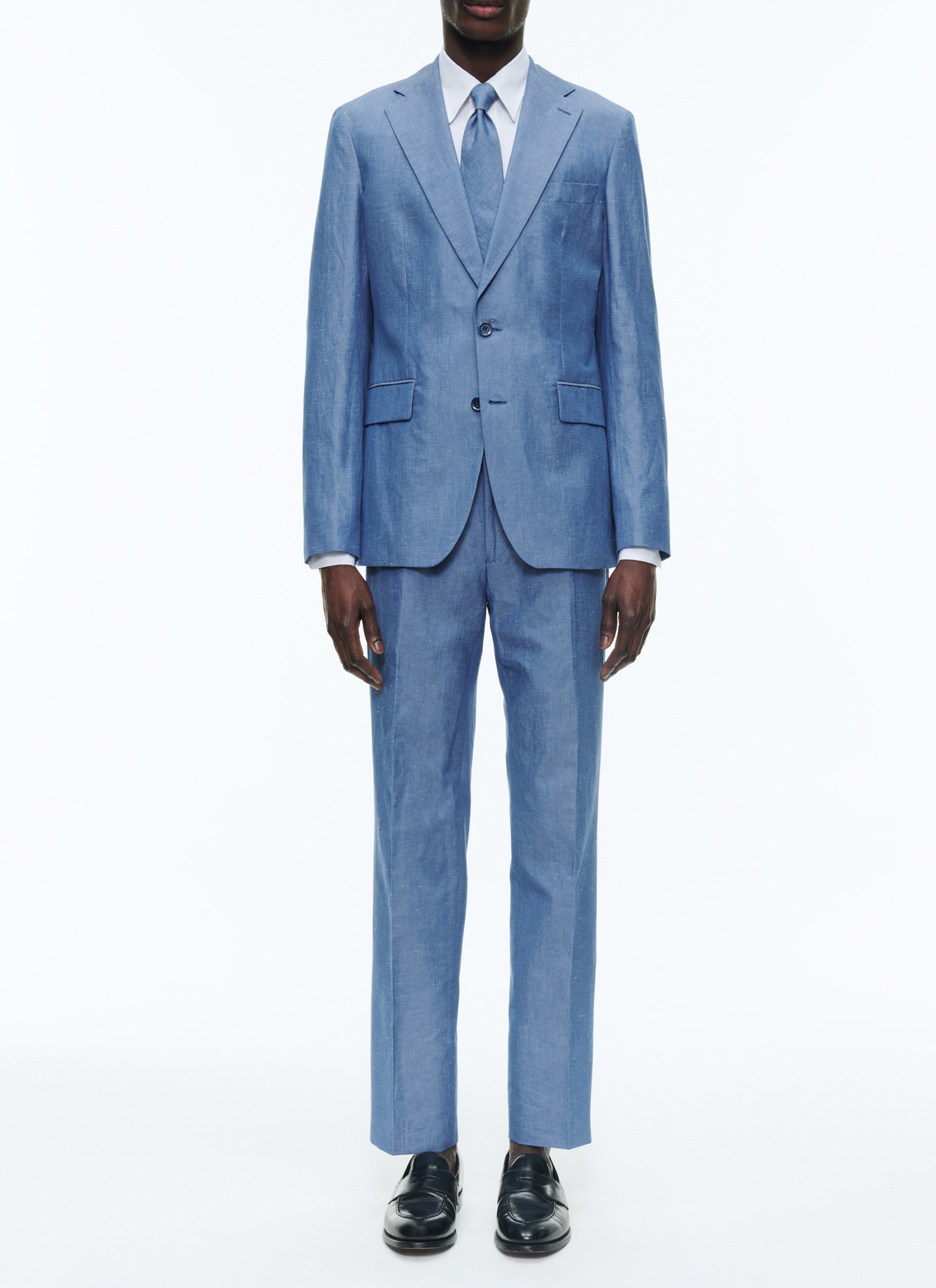 Men's suit sky blue cotton and linen chambray Fursac - C3DONA-DC12-D012