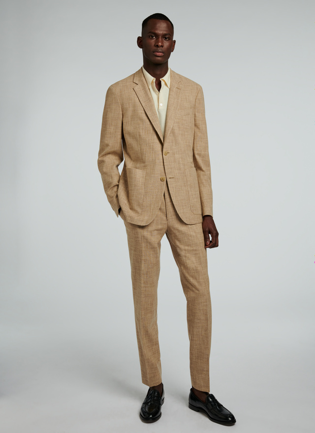 Men's suit beige virgin wool, silk and cotton Fursac - 22EC3VAXO-VX18/56