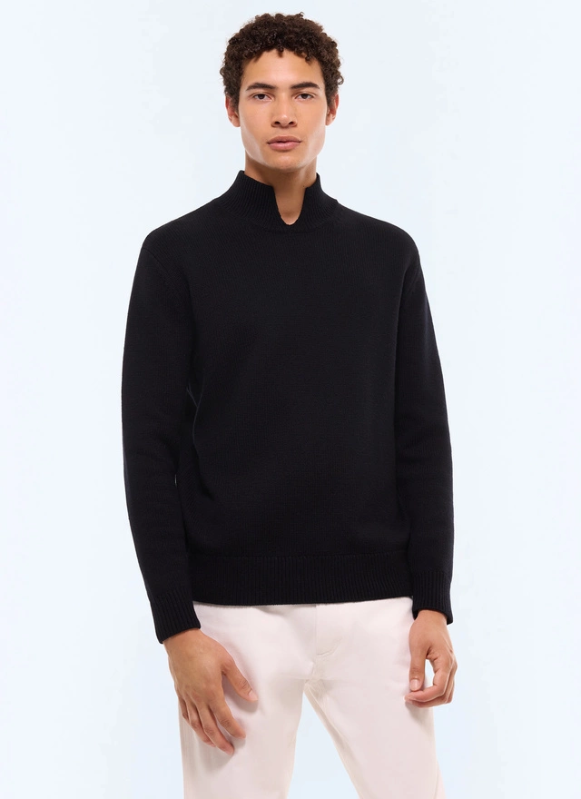 Men's sweater black cashmere and certified wool Fursac - A2GOWI-GA08-B020