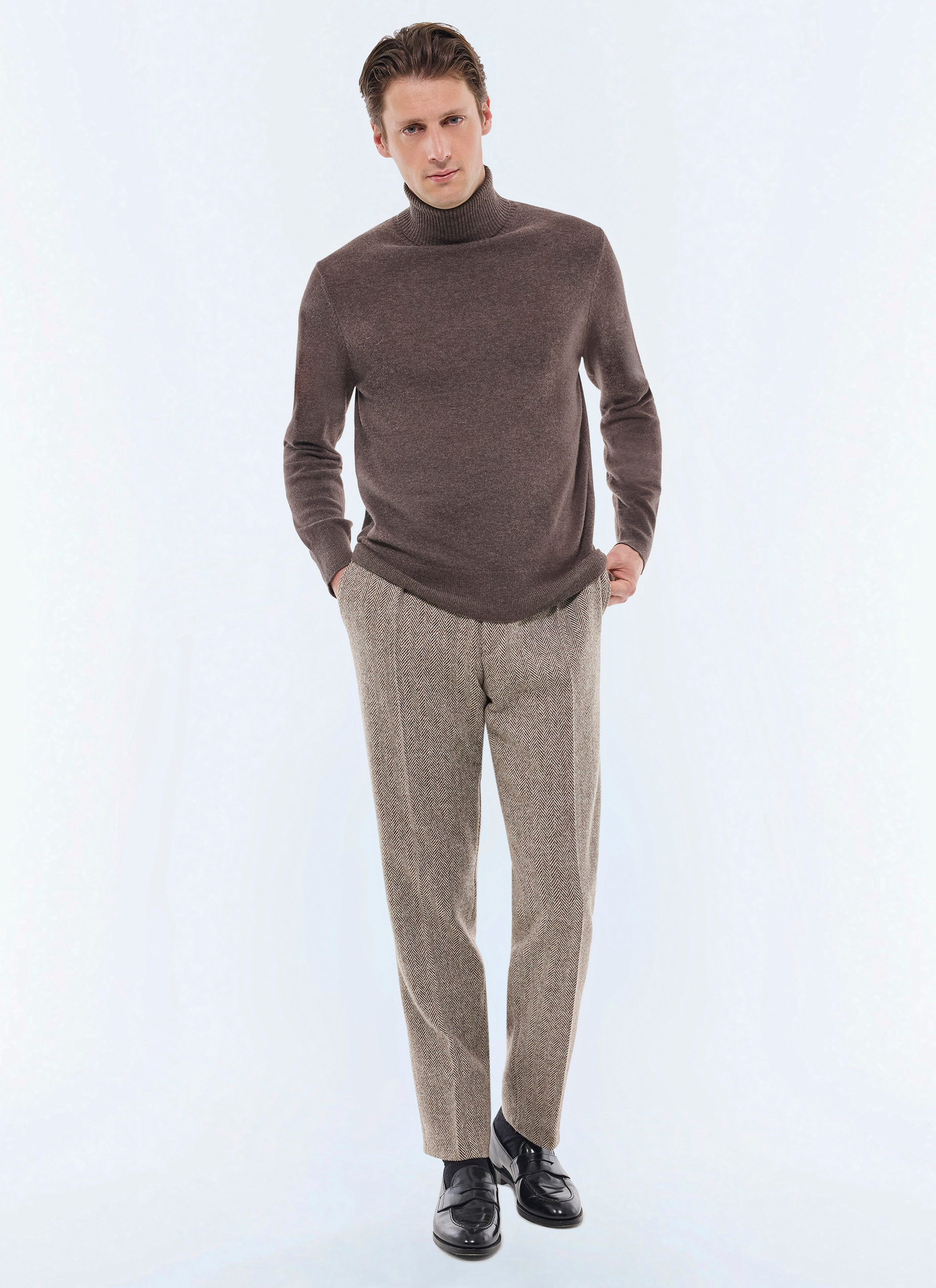 Men's taupe brown sweater Fursac - A2KROU-TA28-G014