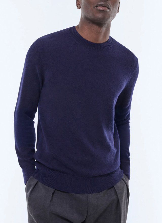 Men's sweater navy blue certified cashmere Fursac - A2GOUR-CA27-D030