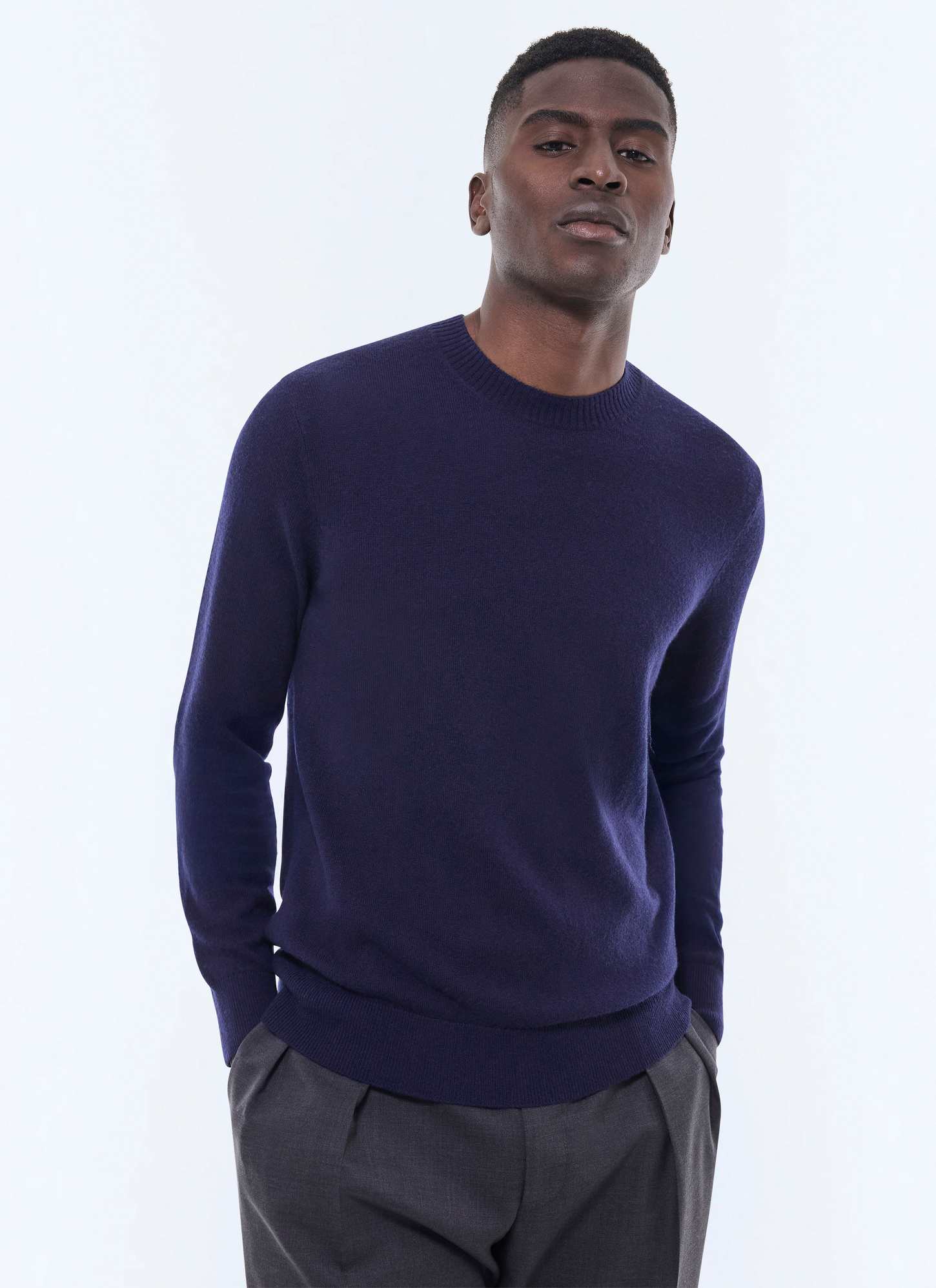 Men's sweater navy blue certified cashmere Fursac - A2GOUR-CA27-D030