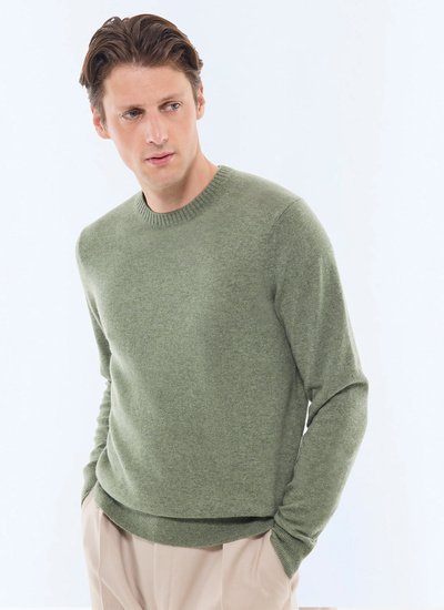 Men's sweater sage green certified cashmere Fursac - A2GOUR-CA27-H013