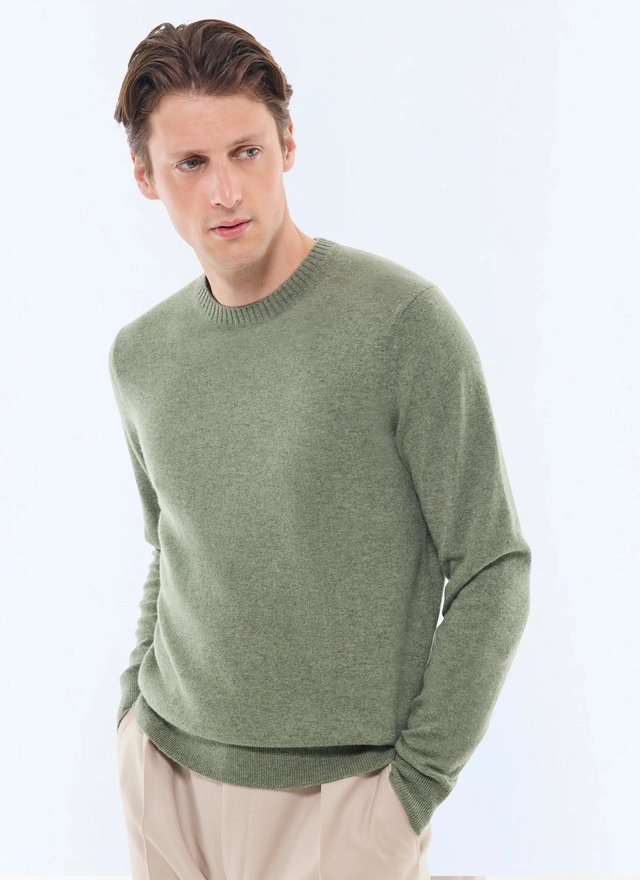 Men's sweater sage green certified cashmere Fursac - A2GOUR-CA27-H013