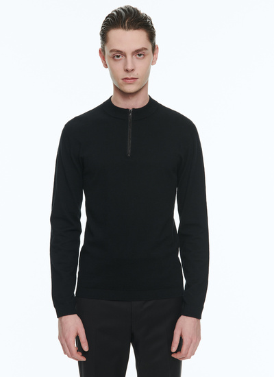 Men's sweater black cotton and cashmere Fursac - 23EA2BICY-BA13/20