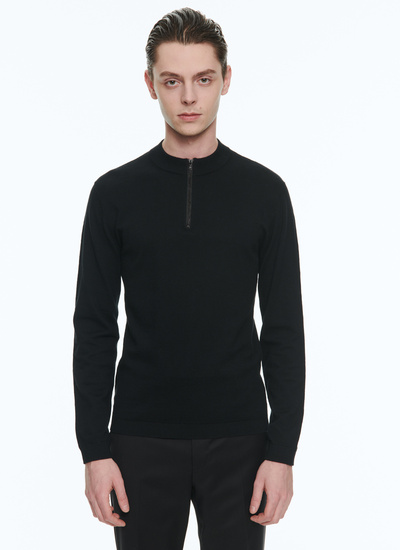 Men's sweater black cotton and cashmere Fursac - A2BICY-BA13-20