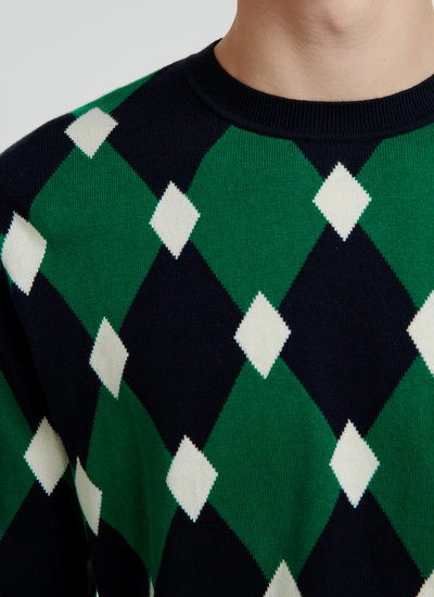 Men's sweater green cotton and cashmere Fursac - A2VOME-VA06-41