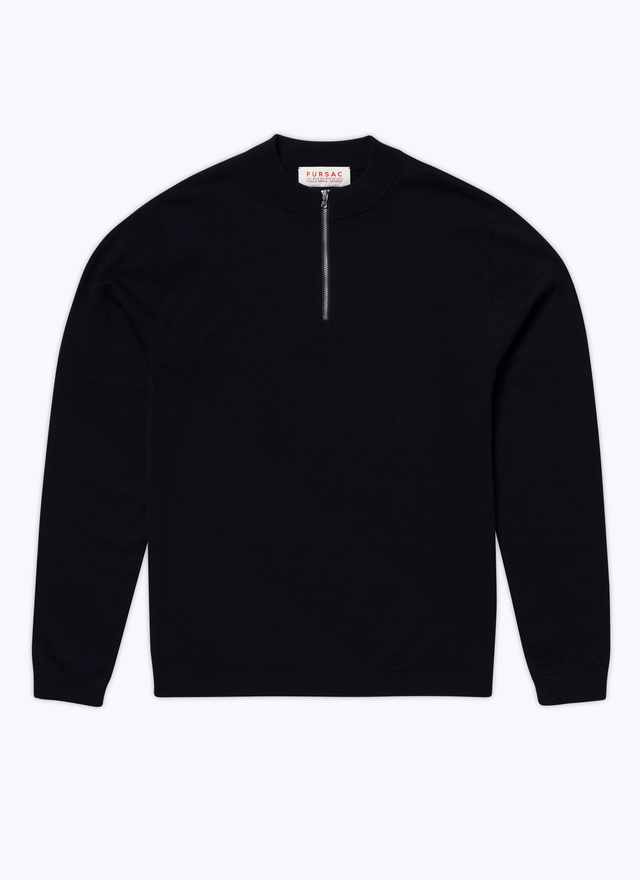 Men's blue, navy blue cotton and cashmere sweater Fursac - A2BICY-BA13-30