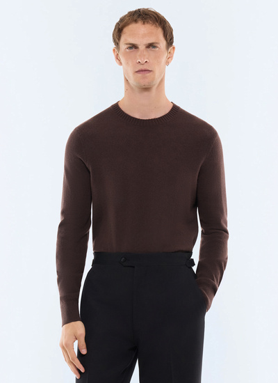 Men's sweater chocolate main fabric: 100% cashmerelining: none Fursac - A2GOUR-CA27-G019
