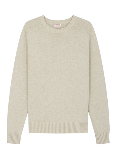 Men's sweater beige wool and certified cotton Fursac - A2ETLA-FA08-A006