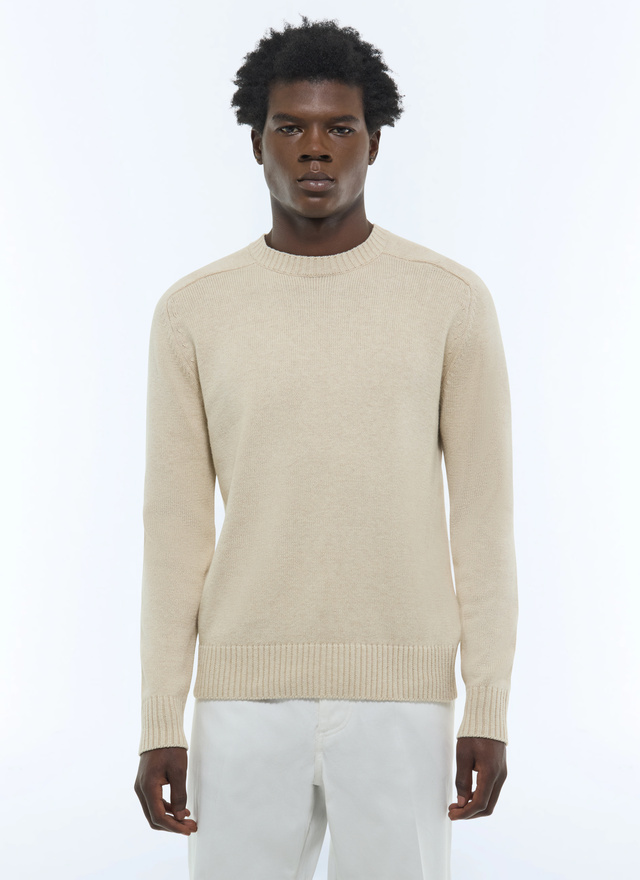 Men's sweater beige wool and certified cotton Fursac - A2ETLA-FA08-A006