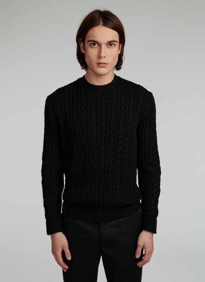 Men's sweater black wool and cotton Fursac - 22EA2VEMU-VA03/20