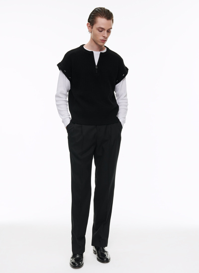 Men's sweater black wool Fursac - 22HA2ADER-AA26/20