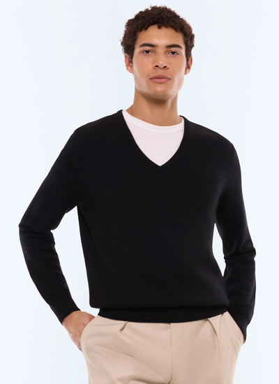 Men's sweater black wool Fursac - A2GAVE-GA12-B020