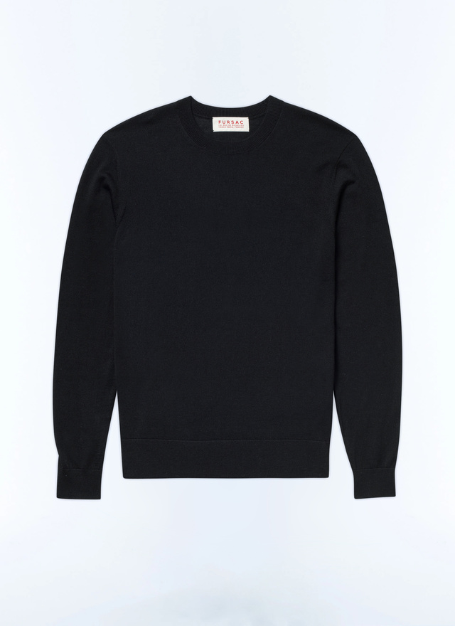 Men's black merino wool sweater Fursac - A2ORYS-MA03-20