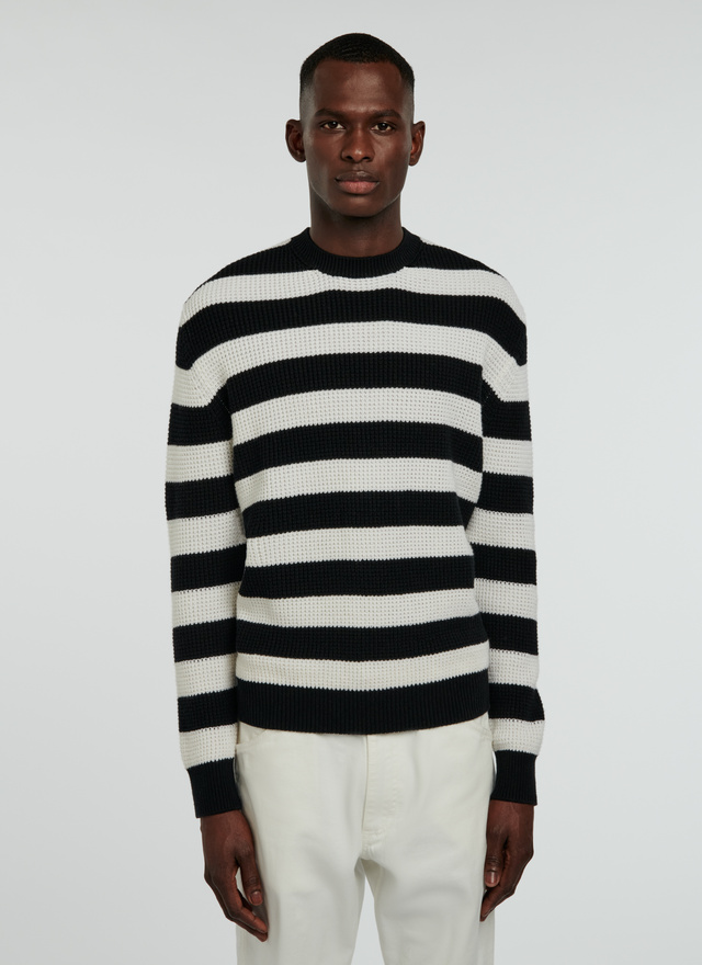 Men's sweater black and ecru wool and cotton Fursac - 22EA2VAMI-VA04/20