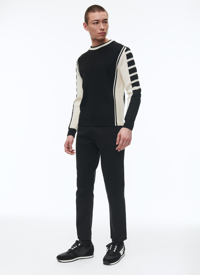 Men's black and white sweater Fursac - A2CSKI-CA07-B001