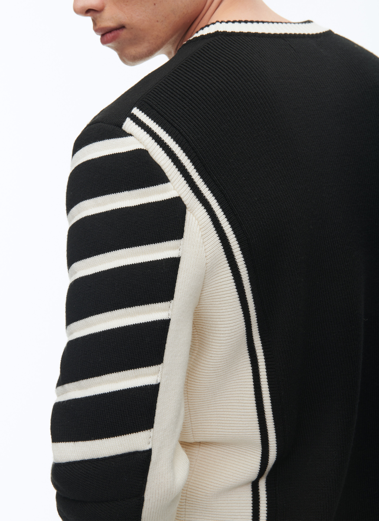 Men's black and white sweater Fursac - A2CSKI-CA07-B001