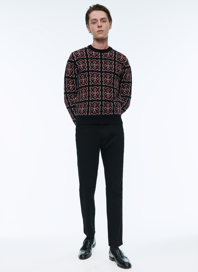 Men's sweater black merino wool Fursac - 22HA2ARRO-AA03/73