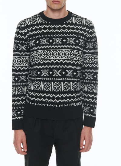 Men's sweater black wool Fursac - A2CAIR-CA14-B001