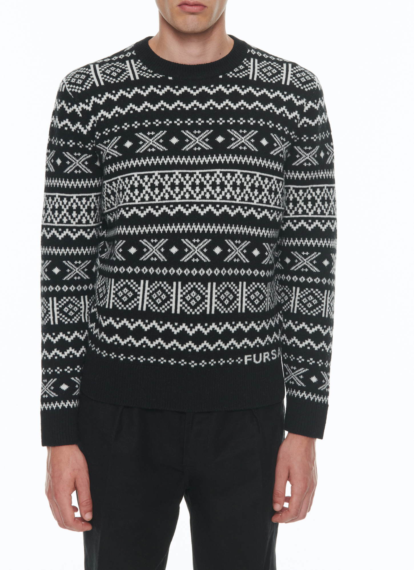 Men's sweater black wool Fursac - A2CAIR-CA14-B001