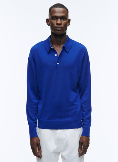 Men's sweater blue merino wool Fursac - 22HA2RILO-MA03/34