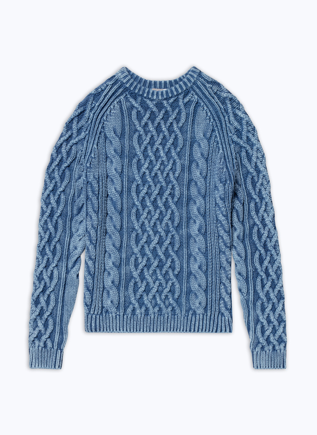 Men's blue, navy blue cotton sweater Fursac - A2DORS-DA12-D012