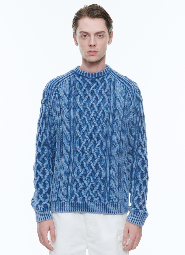 Men's sweater blue cotton Fursac - A2DORS-DA12-D012
