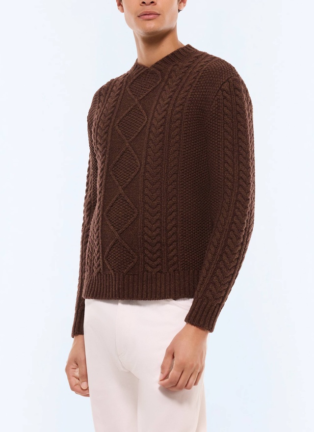 Men's sweater brown certified wool Fursac - A2GAGA-GA01-G018
