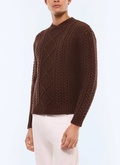 Wool cable knit round neck sweater - A2GAGA-GA01-G018