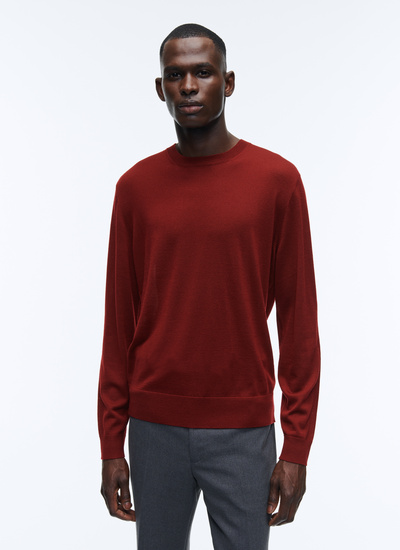 Men's sweater burgundy merino wool Fursac - 22HA2ORYS-MA03/74