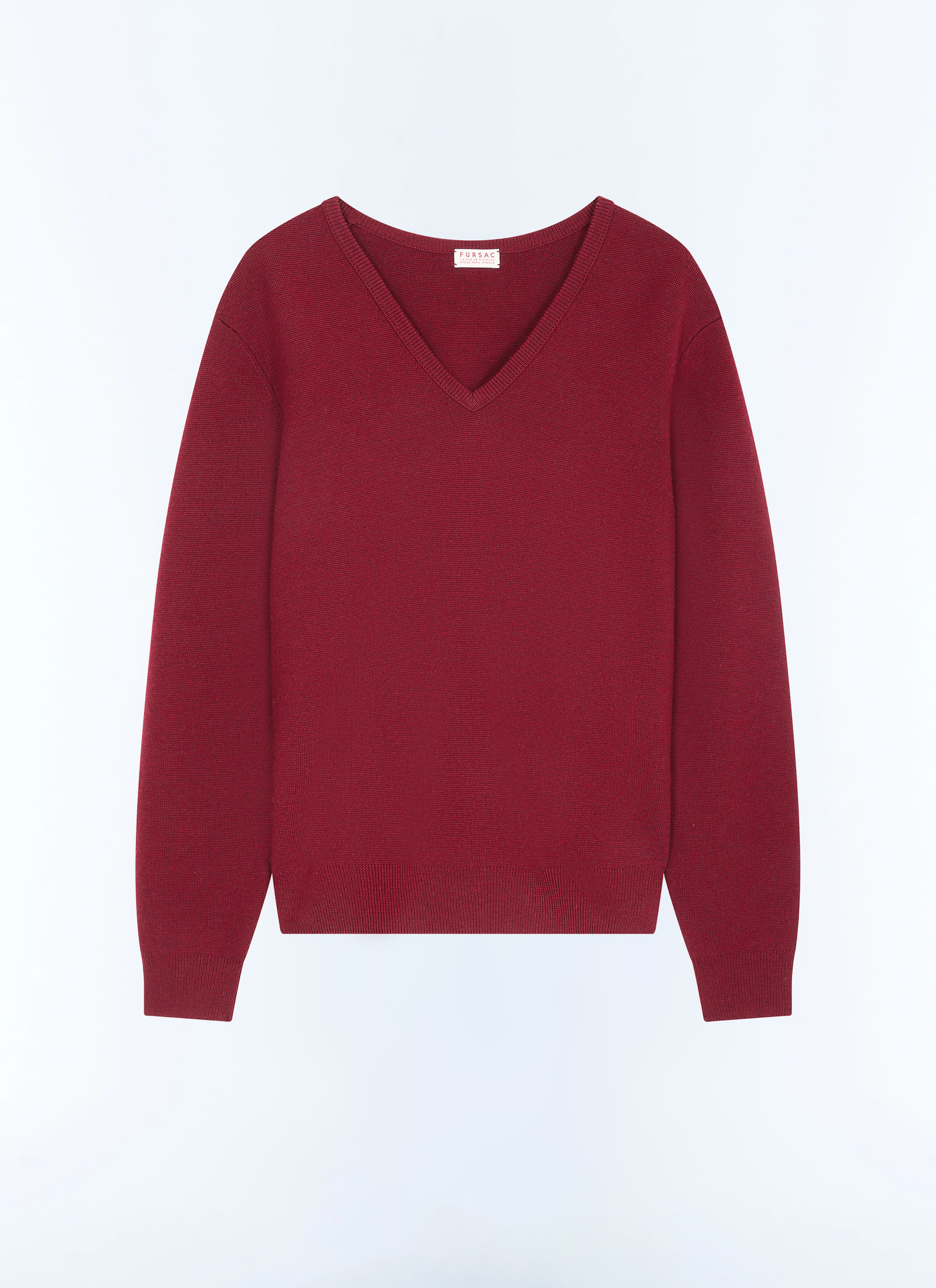 Men's red, bordeaux wool sweater Fursac - A2GAVE-GA12-C014