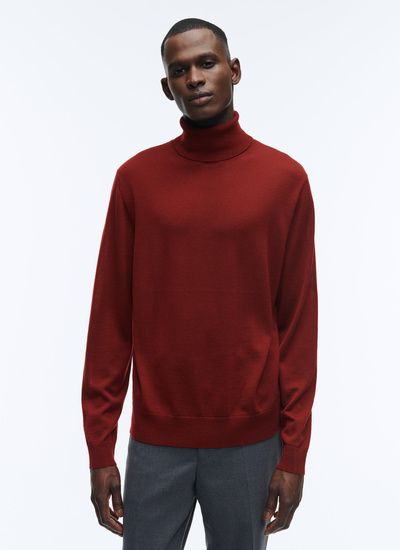 Men's sweater burgundy merino wool Fursac - A2OROL-MA03-74