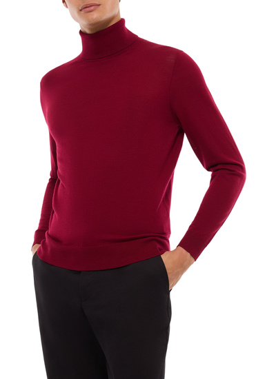 Men's sweater burgundy certified merino wool Fursac - A2OROL-MA03-C014