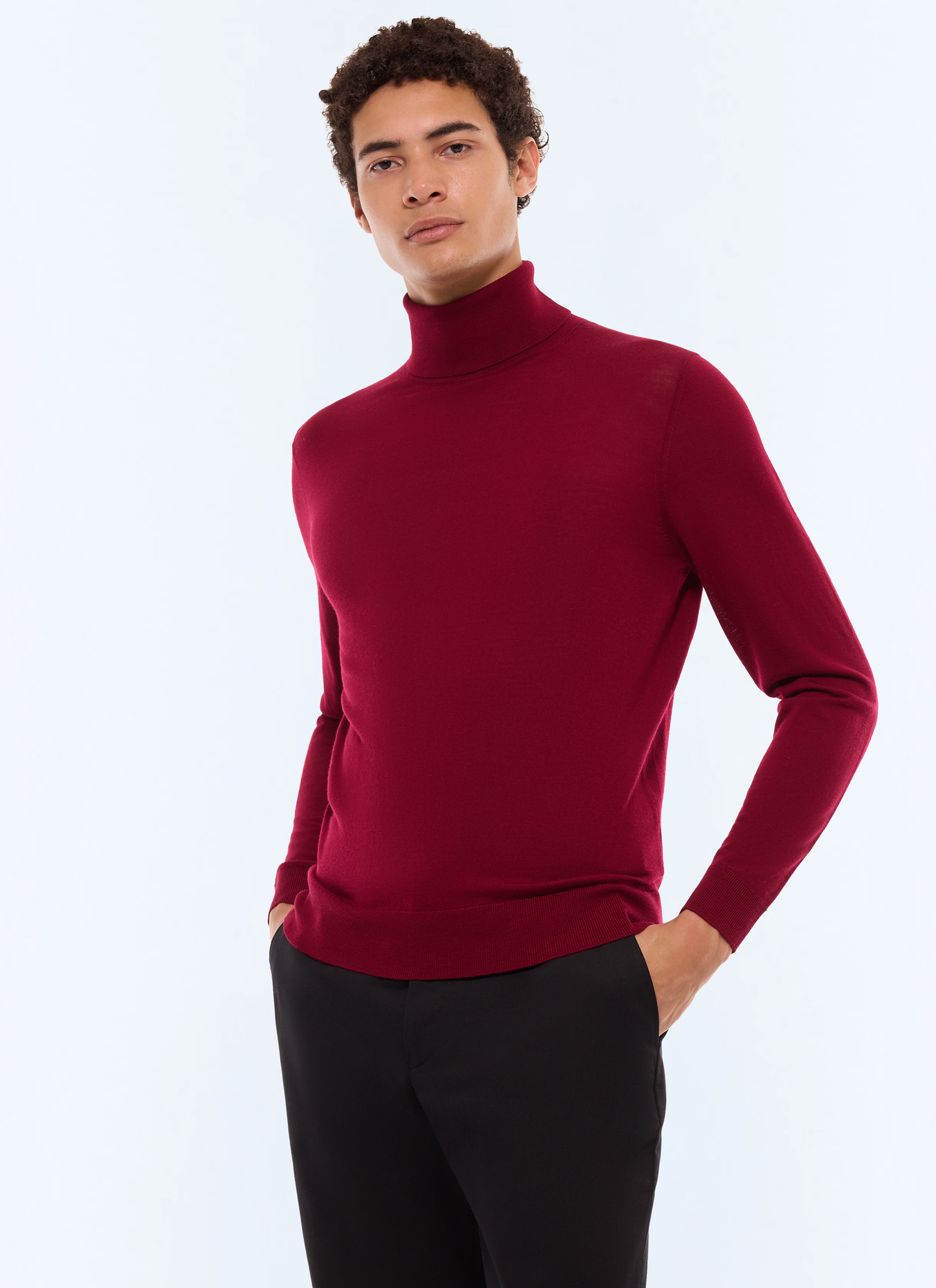 Men's sweater burgundy certified merino wool Fursac - A2OROL-MA03-C014