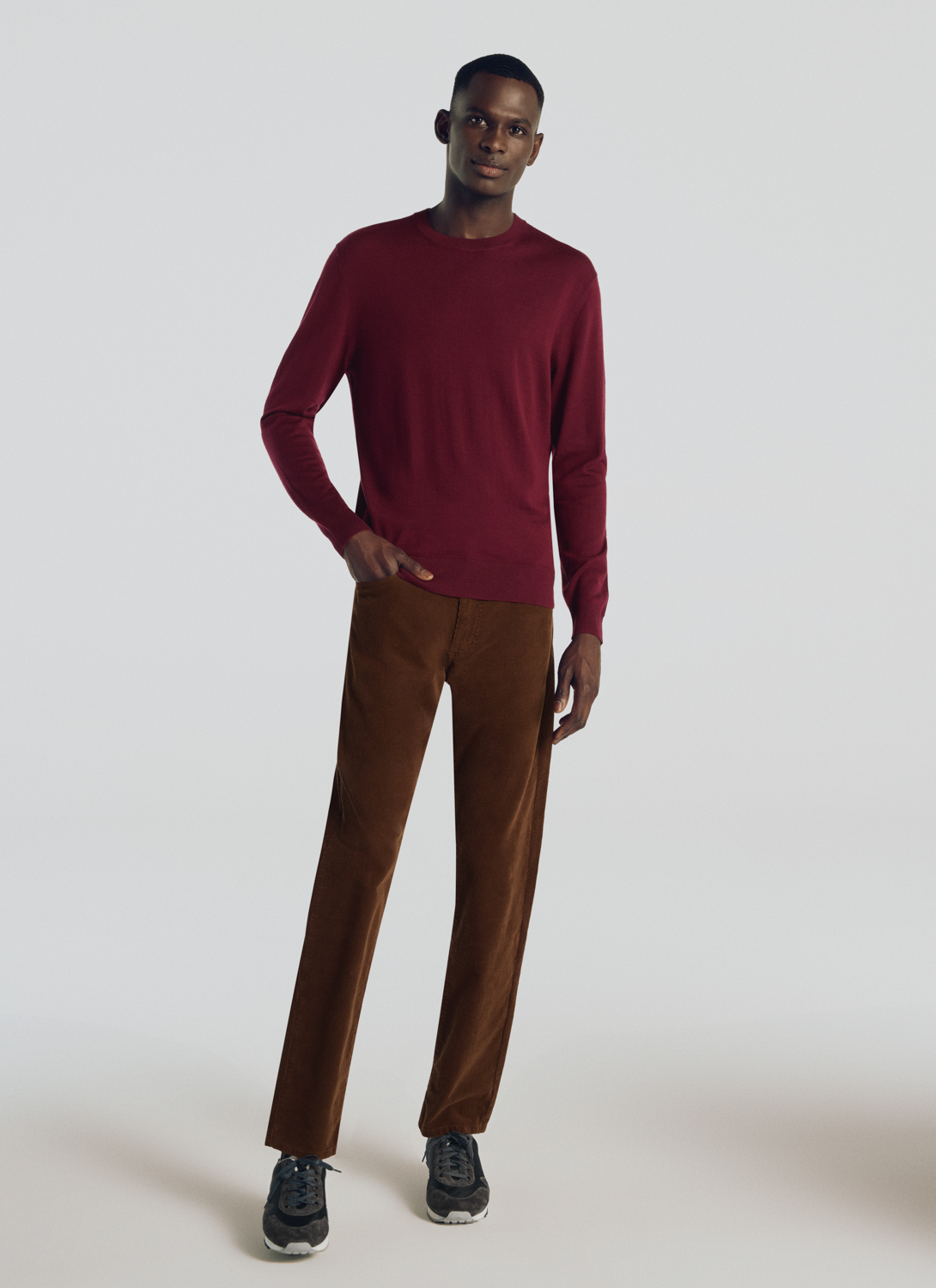 Men's burgundy sweater Fursac - A2ORYS-MA03-73