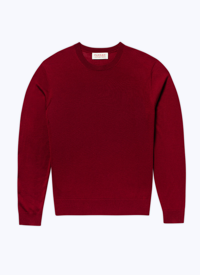 Men's red, bordeaux merino wool sweater Fursac - A2ORYS-MA03-74