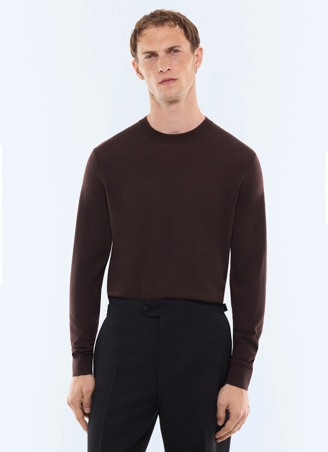 Men's sweater chocolate main material: 100% woollining: none Fursac - A2ORYS-LA01-G019