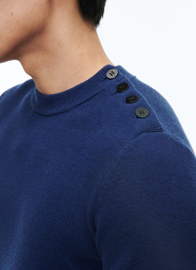 Men's blue, navy blue wool and cotton sweater Fursac - A2DRIN-DA06-D029