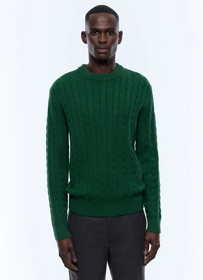 Men's sweater dark green certified wool and cotton Fursac - A2EADE-EA06-H011