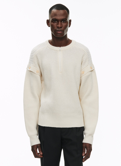 Men's sweater ecru wool Fursac - 22HA2ADER-AA26/02
