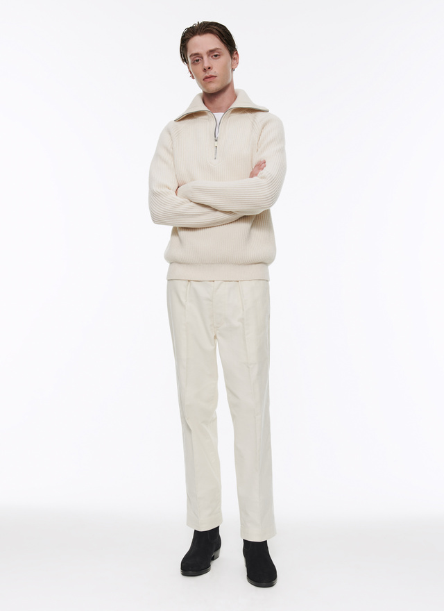 Men's white, ecru merino wool sweater Fursac - 22HA2AMIO-AA07/02