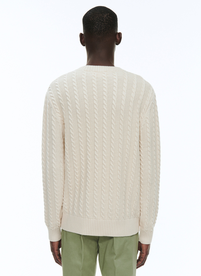 Men's white, ecru wool and cotton sweater Fursac - A2BADE-BA08-03