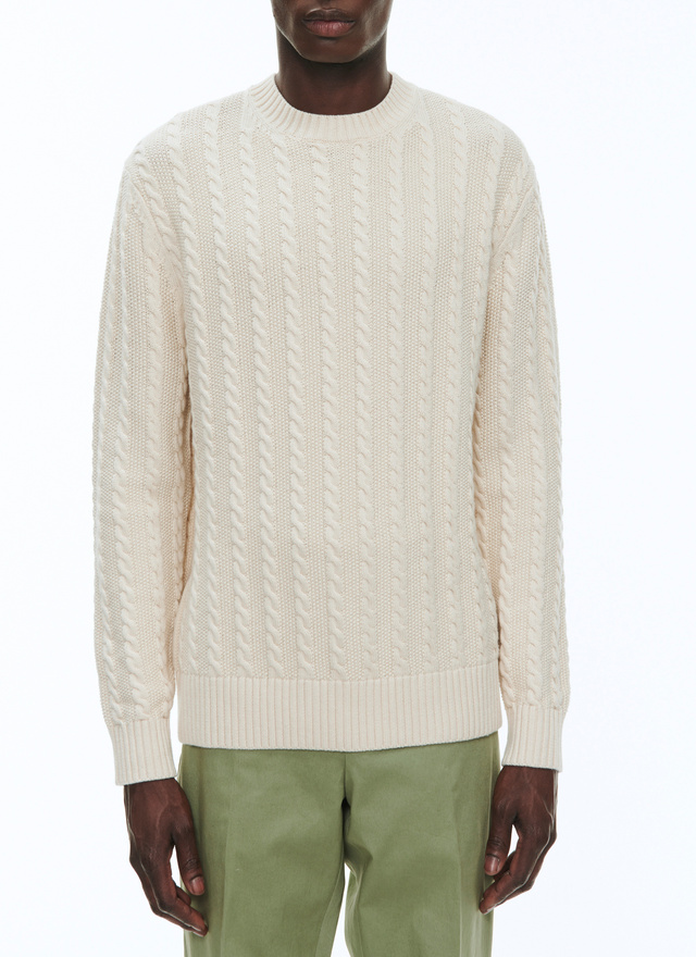 Men's sweater ecru wool and cotton Fursac - A2BADE-BA08-03