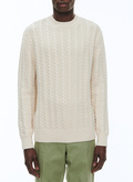Ecru wool and cotton cable knit sweater - A2BADE-BA08-03