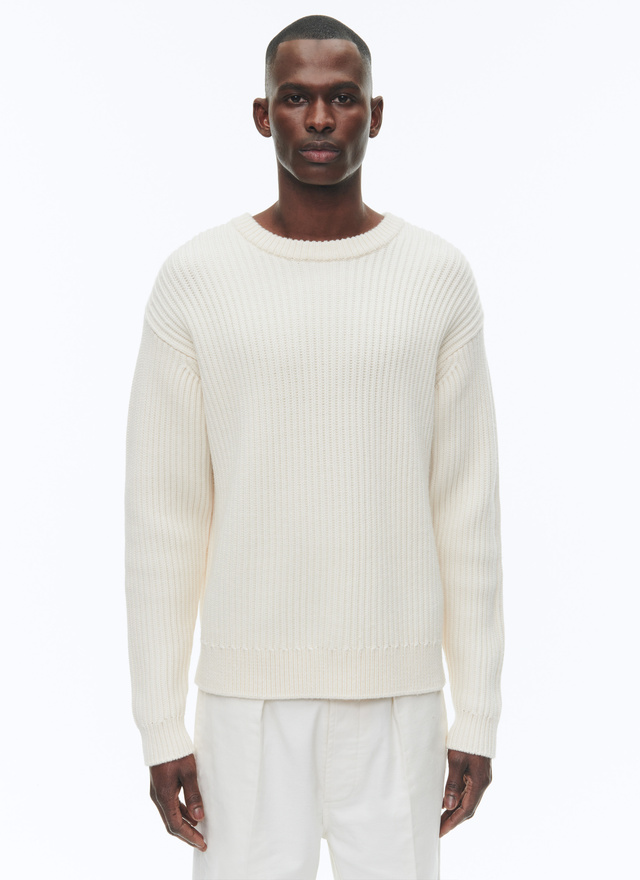 Men's sweater ecru wool Fursac - A2CONF-CA06-A002
