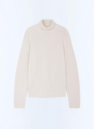 Men's white, ecru cotton and certified wool sweater Fursac - A2EVAR-EA08-A002