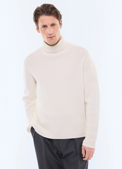 Men's sweater ecru cotton and certified wool Fursac - A2EVAR-EA08-A002